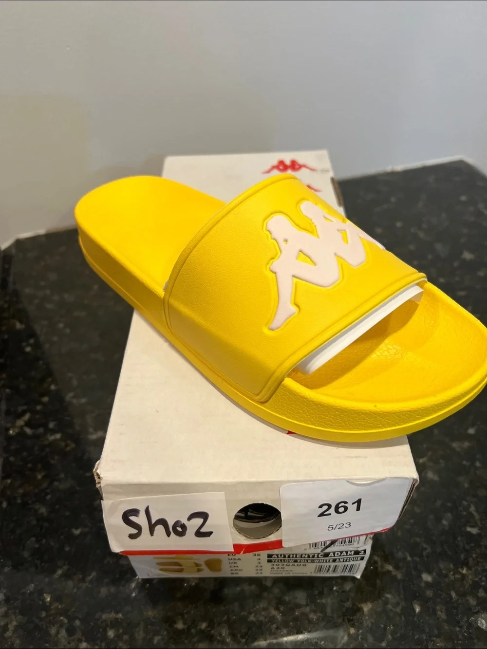 Kappa Kids Bright Yellow Logo Slide Sandals  4Y / 5-5.5W